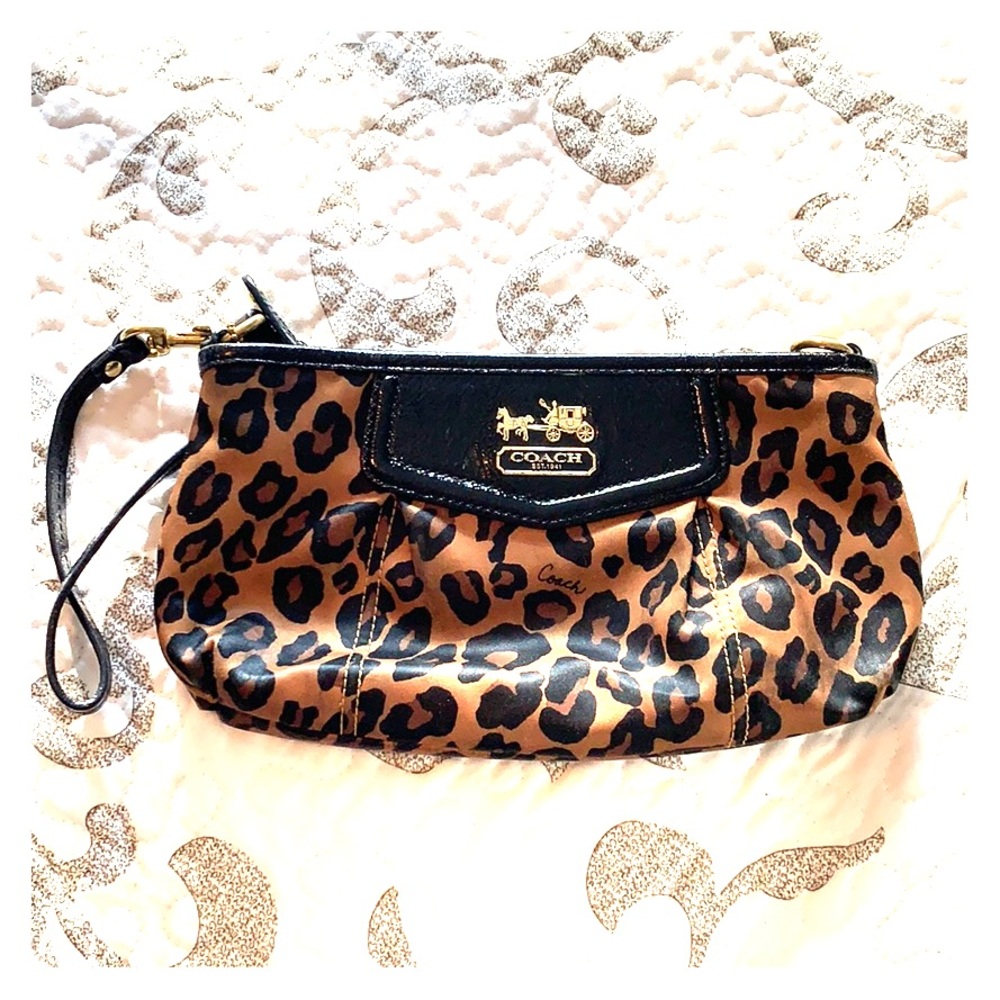Leopard print coach clutch